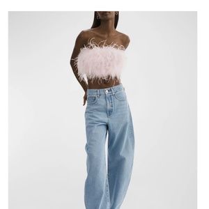 Zaina Ostrich Feather Bustier Top